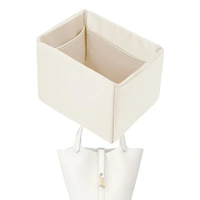 Image of XYJG Silk Bag Organiser Insert Fits Hermes Picotin, Luxury Handbag &amp;Tote Shaper (PC18, Craie)