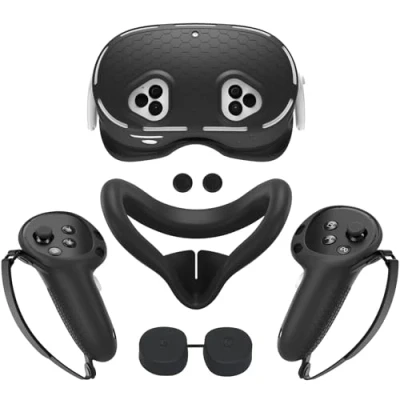 Image of Silicone Cover Set for Meta Quest 3S, Include Face Cover, Controller Grip VR Shell Accessories Protective 3S (Black)
