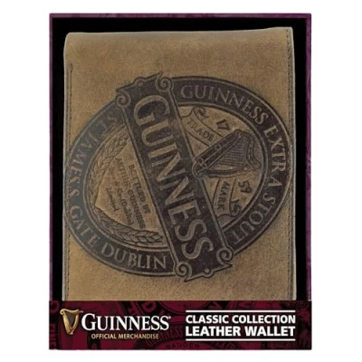 Image of Guinness Brown Leather Wallet with Classic Collection Label Design