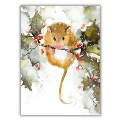 Image of Museums &amp; Galleries Christmas Mouse by Rachel McNaughton Pack of 8 Charity Cards