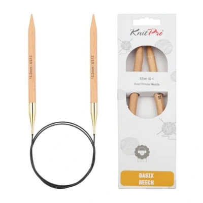 Image of KnitPro KP35357 120 cm x 10 mm Basix Fixed Circular Needles, Birch