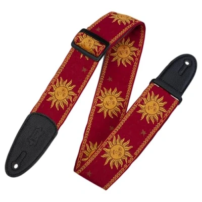 Image of Levy&#039;s Polyester/Vinyl Guitar Strap Jacquard Sun Red