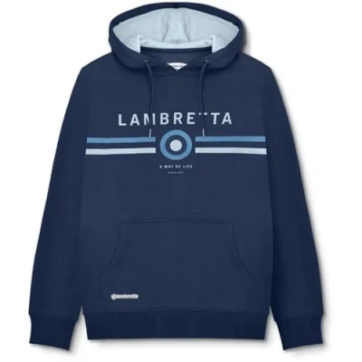 Image of Lambretta Mens Contrast Target Hoodie Pullover Sweatshirt Navy M
