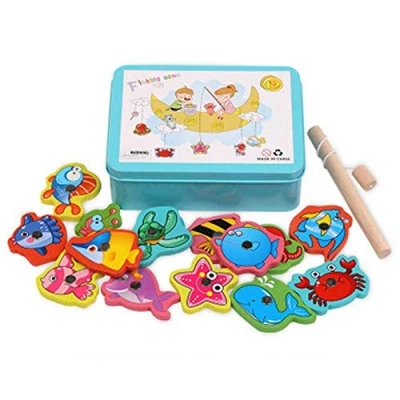 Image of Enzege Magnetic Fishing Game Toys Set,Wooden Educational