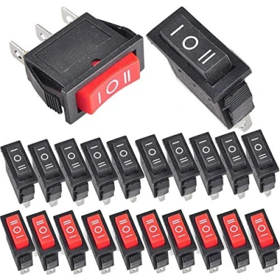 Image of RUNCCI YUN 20Pcs ON/Off/ON Rocker switch, SPST 3 Pins Position Mini Boat Switch,Car Switches,spdt AC 15A/125V 20A/250V(Black red）