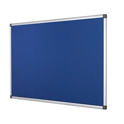 Image of Bi Office Notice Board Fire Retardant, Blue Felt, Maya Aluminium Frame, 180 x 120 cm