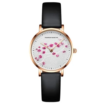 Image of RORIOS Women Watches Analogue Quartz Watch Elegant Floral with Leather Strap Waterproof Wristwatch Fashion Dress for Ladies Girls