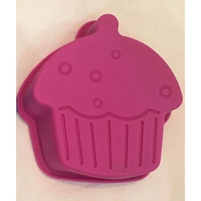 Image of Silicone Cake Mould Non Stick Teddy, Round, Gingerbread, Cupcake, Heart, Star Shape Baking Pan Tray (Junior Chef Cupcake Pink Mould)