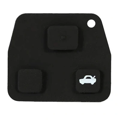 Image of Aramox Rubber Key Pad,3 Button Remote Auto Car Fob Case Shell Pad Black For Avensis Corolla Rav4