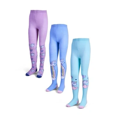 Image of Basic Treasure Pack of 3 children&#039;s tights, girls&#039; tights girls, Unicorn, 134 140