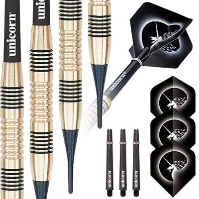 Image of Unicorn Soft Tip Darts Set Core Style 1 100% Brass Barrels 19 g