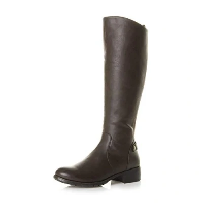 Image of AJVANI Low Medium Heel Stretchy Elastic Gusset Chelsea Calf Riding Boots Size 3 36