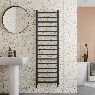 Image of Solaro Square Bar Heated Towel Radiator Matt Black 1600 x 500mm