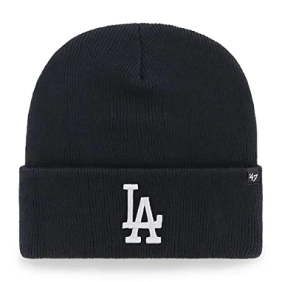 Image of 47 MLB Los Angeles Dodgers Haymaker Cuff Knit Unisex Beenie, White Logo, Colour Navy Blue