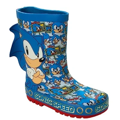 Image of William Lamb Kids Boys Girls Sonic the Hedgehog Wellies/Wellington Boots Rain (2 UK, numeric_2), Blue