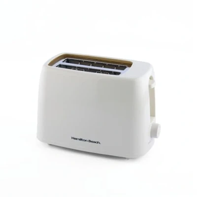 Image of Hamilton Beach Essential 2 Slice Toaster, Plastic, 6 Browning Levels, Removable Crumb Tray, Wide Slots, Compact, Integrated Cord Storage, 650W HB1116C, Cream