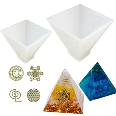 Image of Cayway 2 PCS Pyramid Resin Casting Moulds, Silicone Mould with Filler for Ogan Muold, Home Table Decoration
