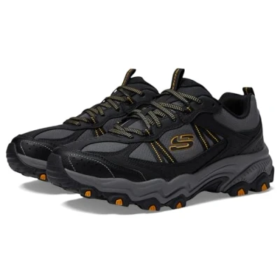 Image of Skechers Men&#039;s Stamina at Trekking Low Cut, Black Synthetic/Mesh/Charcoal Trim, 7 UK