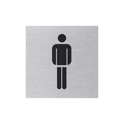 Image of Metafranc 507160 Adhesive Sign Symbol: Men 80 x mm Made of Aluminium Modern Stainless Steel Look Self Back / Signage Information Commercial Identification