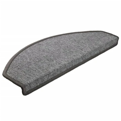 Image of vidaXL Stair Mats 15 pcs 65x24x4 cm Dark Grey Half Round Large