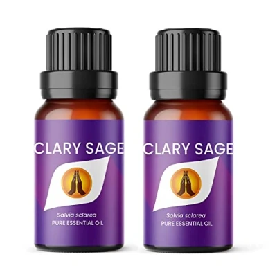 Image of Aroma Energy Clary Sage Essential Oil 20ml (2 x 10ml Bottles) 100% Pure &amp; Natural