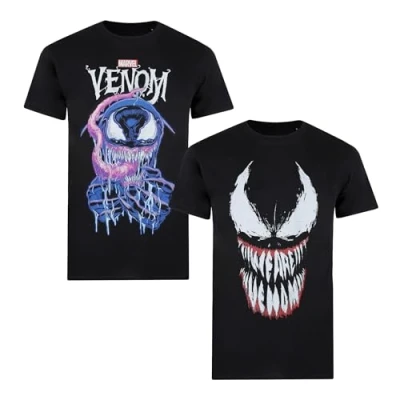 Image of Marvel Men&#039;s Venom Pack A T Shirt, Multi, XX Large (Pack of 2)