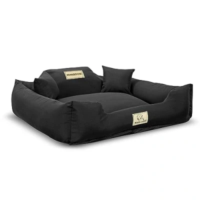 Image of KingDog Non Slip Zippered Dog Bed Panama Stretch MM43 Pet Dismountable And Washable 100% Polyester 160 g/m2 Black (Outer 75 x 65cm/ Inner 60 50cm)