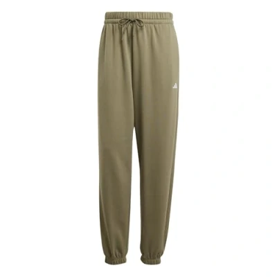 Image of adidas Women&#039;s Essentials Small Logo French Terry Cuffed Pants, Olive strata/White, M