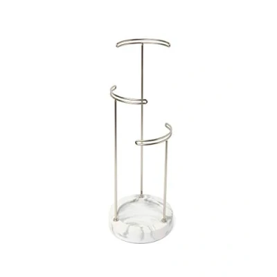 Image of Umbra Tesora 3 Tier Jewelry Stand, Earring Holder, Accessory Organizer and Display, White/Nickel