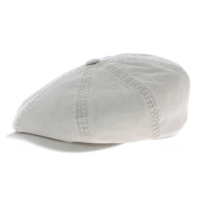 Image of Stetson Hatteras Newsboy Cap Made of Organic Cotton Men Sustainable Flat with UV Protection 40 Vintage Peaked Spring/Summer Beige L (58 59 cm)