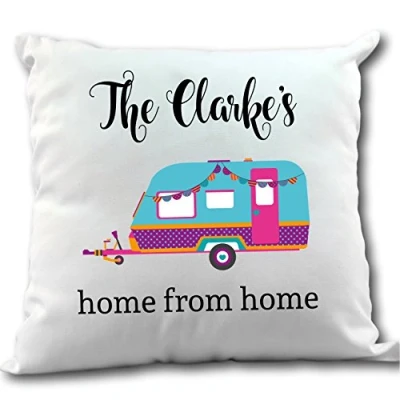 Image of the T bird Personalised caravan home from cushion Cover gift camping lover decor holiday present comfort scatter