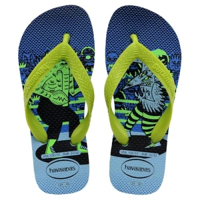 Image of Havaianas Tbar sandals for kids, Size: 252, Lavender blue/lemon green shoes
