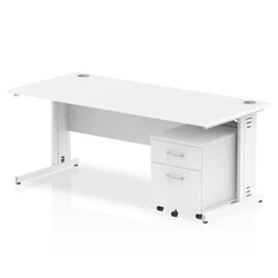 Image of Impulse 1800x800 Desk White Top Cable Managed Leg+ Mobile Ped