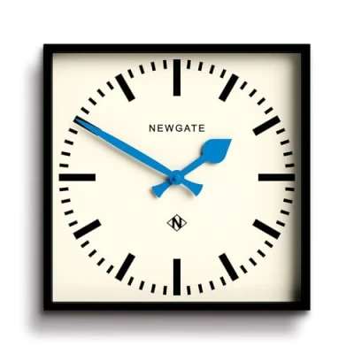 Image of NEWGATE® Number Five Railway Wall Clock Square Kitchen Office Retro Designer Station Marker Dial (Blue)…