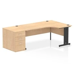 Image of Impulse 1800 RH Crescent Desk Maple/Black Cable Managed Leg 800 DH Ped