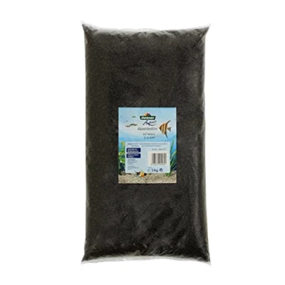 Image of Dehner Aqua Aquarium Gravel, Colour Gravel Black for Aquarium, Fine Substrate Aquariums, Rounded Edges, Decorative Grain 2 4 mm, Floor Sand, 5 kg