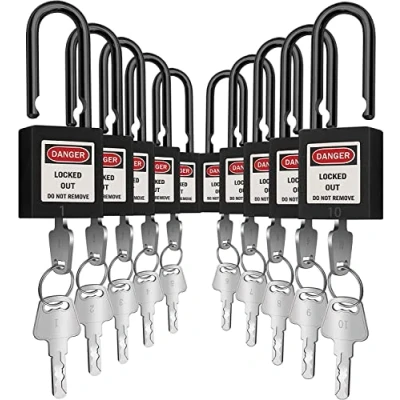 Image of SAFBY Lockout Tagout Locks Loto Safety Padlock, Keyed Differently, OSHA Safe Padlocks for Lock Out Tag Stations and Devices (Black Number 1 10)
