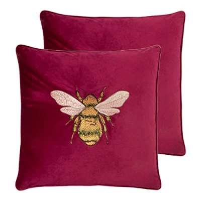 Image of Paoletti Hortus Twin Pack Polyester Filled Cushions, Fuchsia, 50 x 50cm