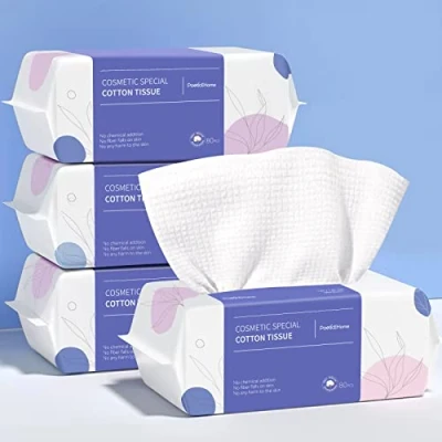 Image of PoeticEHome Extra Thick Cotton Dry Wipes, Disposable Face Towel Lint Free Facial Tissue Cloths for Deep Cleansing &amp; Makeup Cleaning