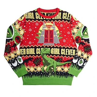 Image of Numskull Official Jurassic Park Unisex Knitted Novelty Christmas Jumper, XX Large
