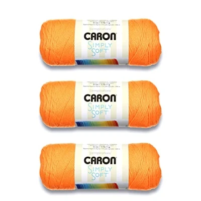 Image of Caron Simply Soft Neon Orange Yarn 3 Pack of 170g/6oz Acrylic 4 Medium (Worsted) 315 Yards Knitting/Crochet