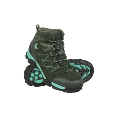 Image of Mountain Warehouse Trail Kids Waterproof Boots Synthetic Mesh Upper Girls &amp; Boys Shoes, EVA Footbed, High Traction Best for Spring Summer, Hiking Outdoors Teal Shoe Size 5