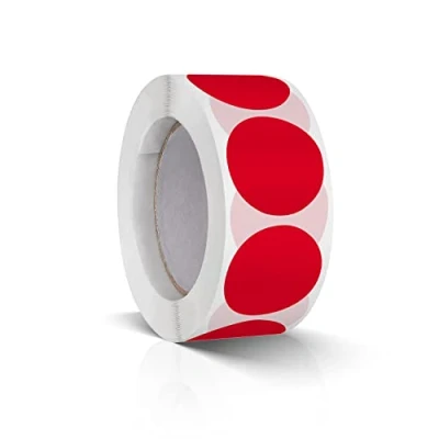 Image of Round Stickers Red 25 mm Circle Labels Colour Coding Dot Vinyl Floor Sticker Waterproof Removable Roll of 500