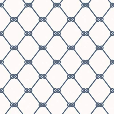 Image of Galerie G23345 Deauville 2, Rope Design Wallpaper, White/Mid Blue, 10m x 53cm