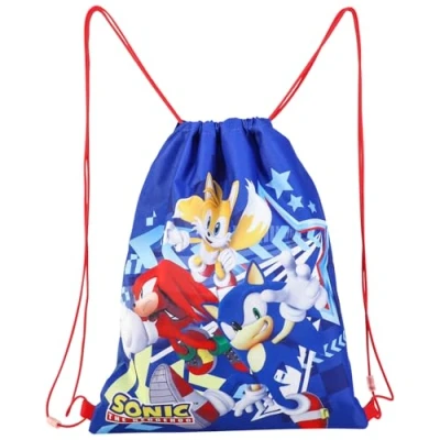 Image of Sonic the Hedgehog Kids Swim PE Drawstring Gym Bag Swimming Football Sports Travel School Lightweight