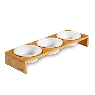 Image of PiuPet® 3pcs Cat Bowl I Elevated Feeding Bowls for Cats Dog Small Dogs 3 with Stand Tilted Raised Dishes and Food Water