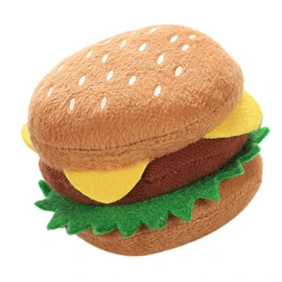Image of PETSOLA Dog Toy Pet Squeak Hamburger Cheeseburger Food Vinyl Plush Chew Toys