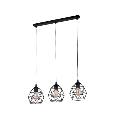 Image of Galaxy Wire Frame Bar Pendant Ceiling Light Black 3xE27