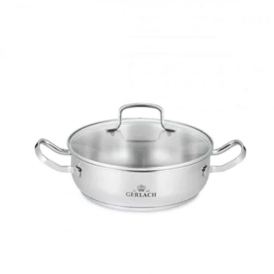 Image of Gerlach Simple Pot with Lid, 24 cm, 2 L, Stainless Steel, Silver