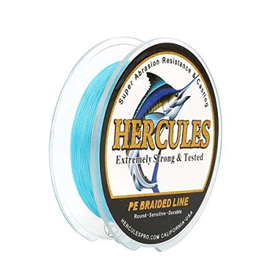 Image of Hercules Super Strong 100M 109 Yards Braided Fishing Line 80 LB Test for Saltwater Freshwater PE Braid Fish Lines 4 Strands Blue, 80LB (36.3KG), 0.48MM